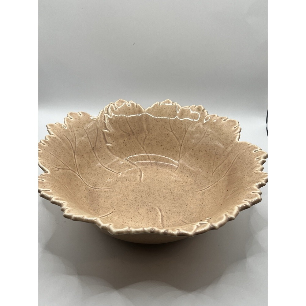 Vintage Steubenville Woodfield Serving Dish Patterned Leaf Cabbage Bowl Salmon